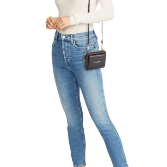 Karl Lagerfeld Paris PinMount Logo Faux Leather Zip Around Wallet Crossbody Nwt - Picture 6 of 12